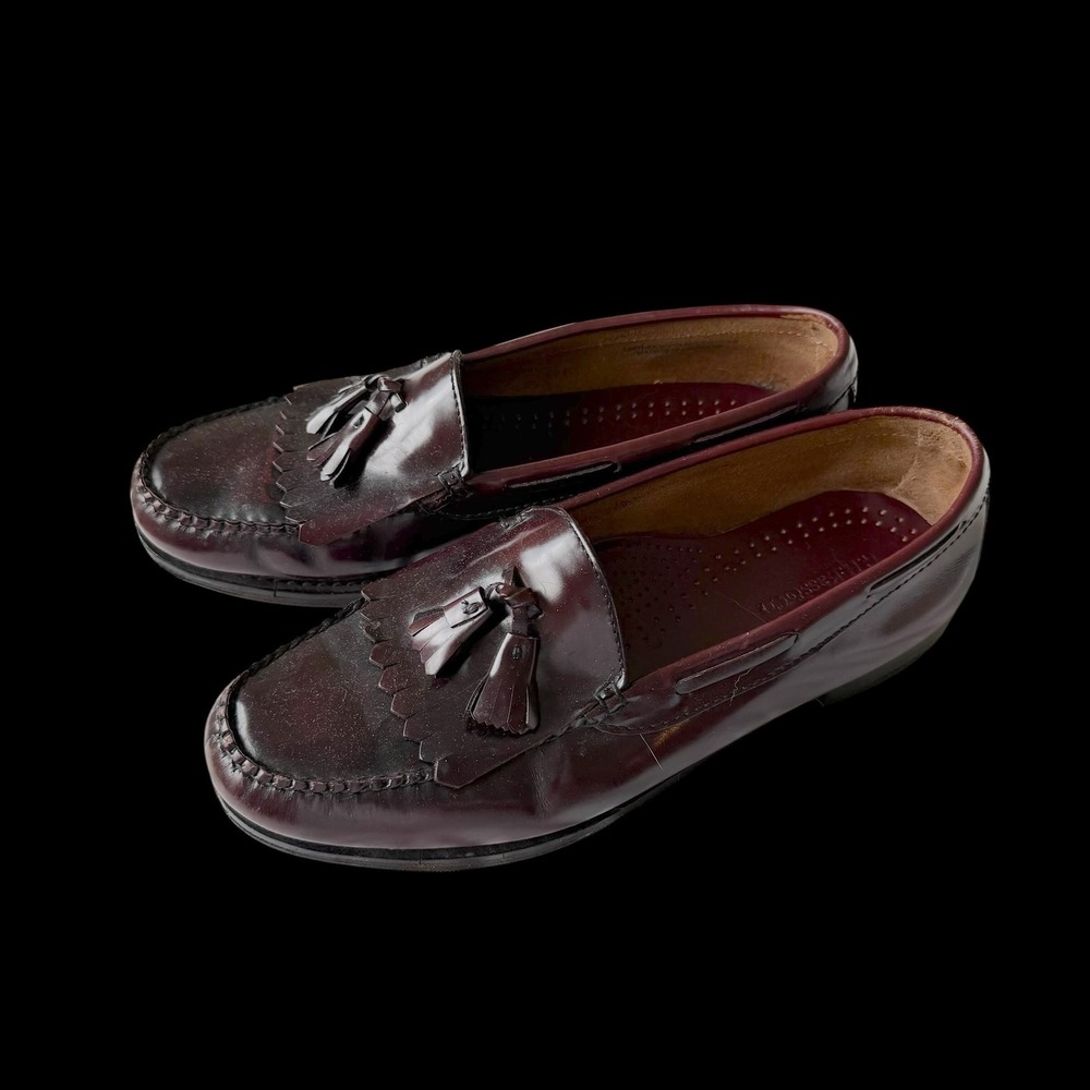 GH Bass Layton Burgundy Leather Kiltie Tassel Loafers Mens 10 D Slip On Shoes‎